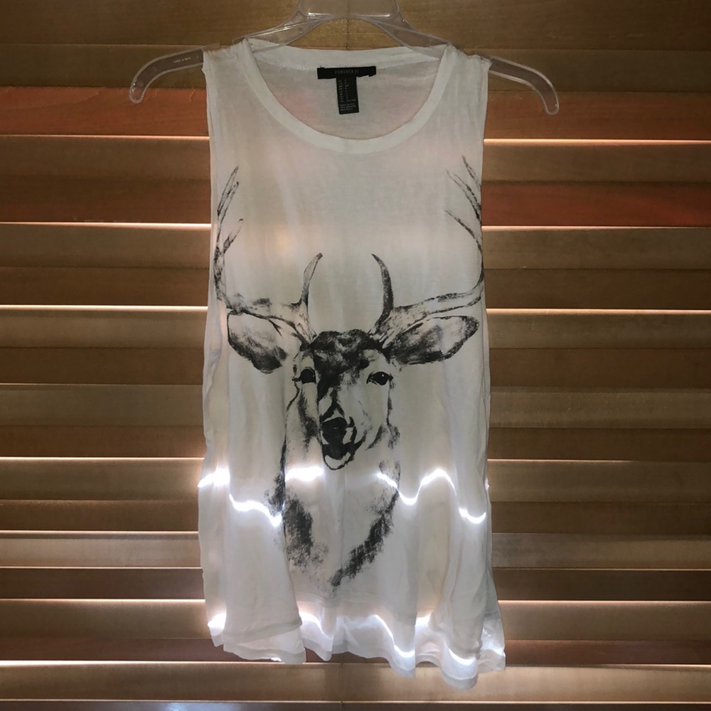 Forever 21 Deer Buck Cream Tank Small S